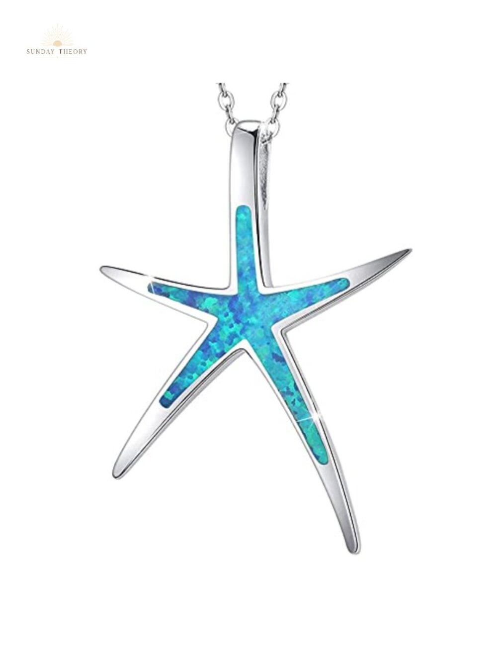 Sterling Silver Starfish Necklace with Opal, Nautical Ocean Pendant Jewelry